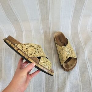 Free People Sidelines Footbed‎ Sandals Snakeskin Size 7.5/8